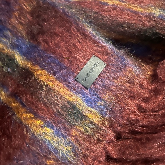 YSL Saint Laurent New NWT stole scarf echarpe mohair maille tartan S23 $1,090 - Picture 6 of 9